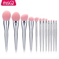 MSQ 12pcs synthetic hair custom makeup brushes private label with silver handle